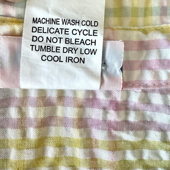 American Sweetheart Shirt Womens XL White Pastel Plaid Easter Seersucker Button - Picture 12 of 14